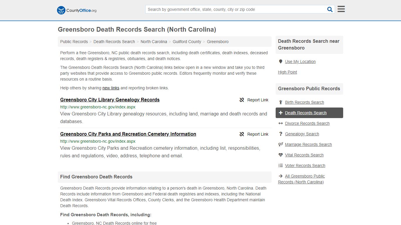 Death Records Search - Greensboro, NC (Death Certificates ...