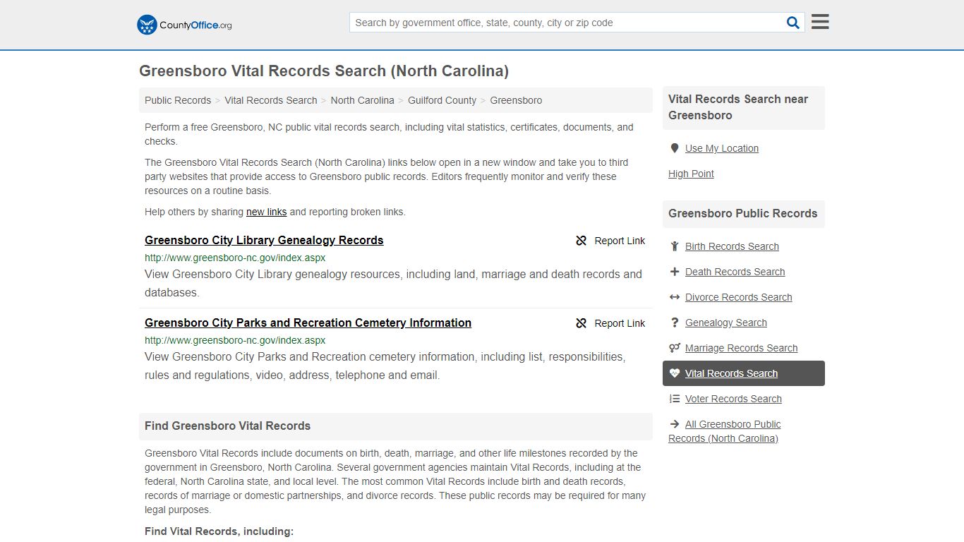Vital Records Search - Greensboro, NC (Birth, Death ...